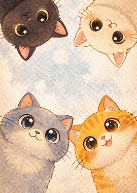 Four Adorable Kittens Peeking Over the Edge