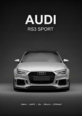 silver Audi RS3 Sport Car poster