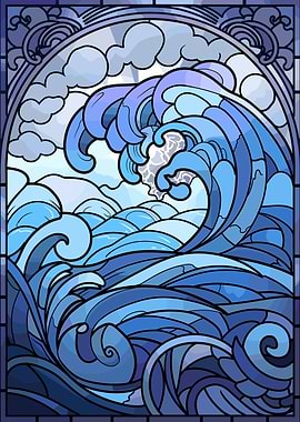Stained Glass Wave Art