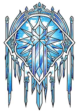 Ice Crystal Emblem with Sky Background