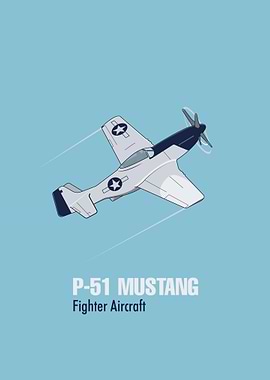 P-51 Mustang Fighter Aircraft Illustration