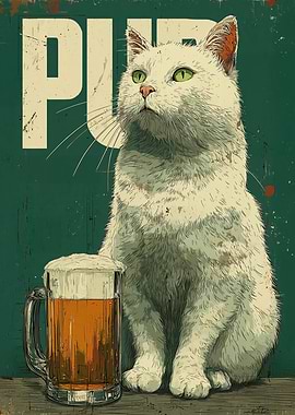Cat with Beer Mug