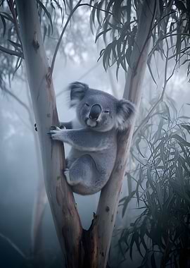 Koala in a Eucalyptus Tree