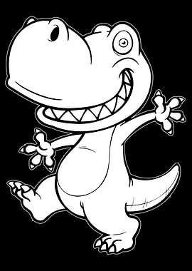 Happy Cartoon Dinosaur Dancing