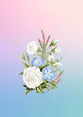 Vintage Floral Bouquet with Gradient Background