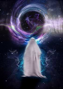 Ghostly figure entering portal