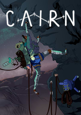 Cairn Climber Ascends Under Starlit Sky