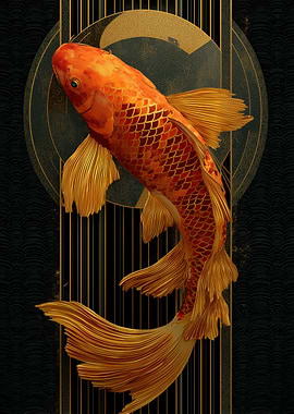Golden Koi Fish Art