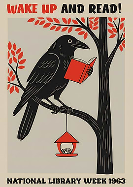 Crow Reading a Book