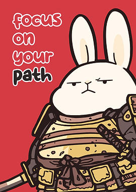 Samurai Rabbit with Inspirational Text