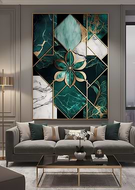 Abstract Floral Marble Wall Art