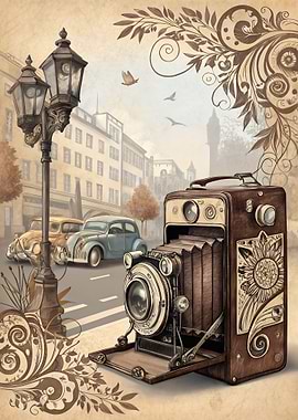 Vintage Camera on a City Street