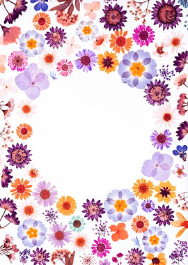 Dried Flower Border on White Background