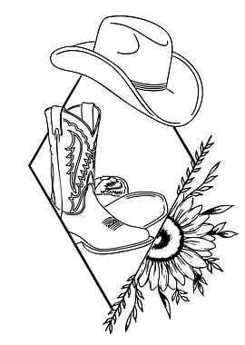 Cowboy Hat, Boots, and Sunflower