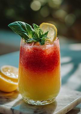 Layered Tropical Cocktail with Garnish