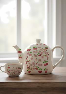 Cherry Blossom Teapot and Cup Set