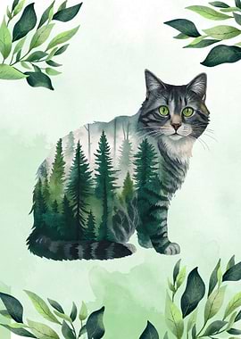 Cat with Forest Nature