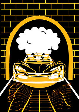 Sports Car in Tunnel with Smoke