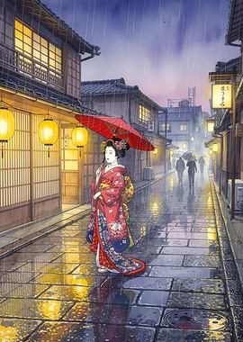 Geisha in the Rain