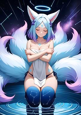 Kitsune Angel in Cosmic Setting
