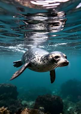 Seal swimming underwater