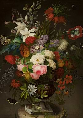 Opulent Floral Arrangement with Butterflies