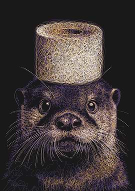 Otter Wearing a Toilet Paper Hat