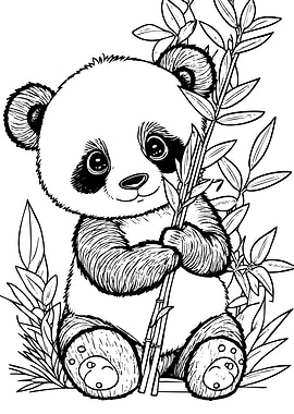 Cute Panda with Bamboo