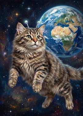 Cat in Space with Earth