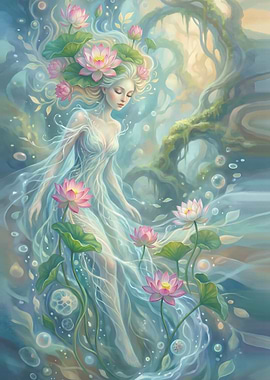 Water Nymph with Lotuses