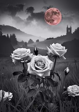Roses under a pink moon