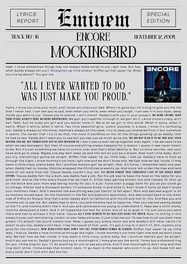 Eminem Mockingbird Lyrics Poster