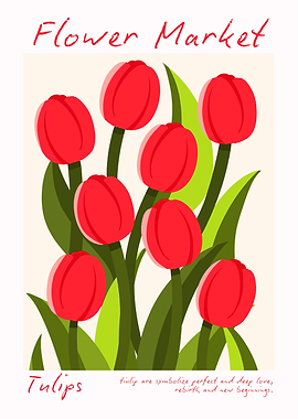 Red Tulips Flower Market Poster