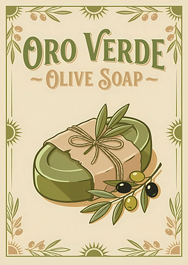 Oro Verde Olive Soap Vintage Poster