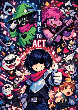Deltarune Characters Time to Act Poster