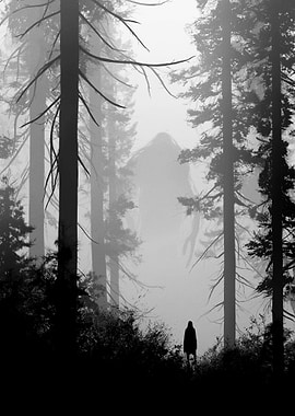 Giant in a Misty Forest