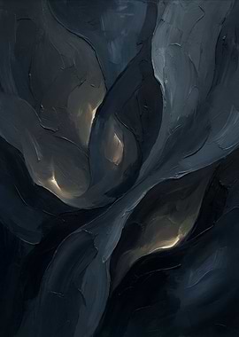 Abstract Dark Floral Painting