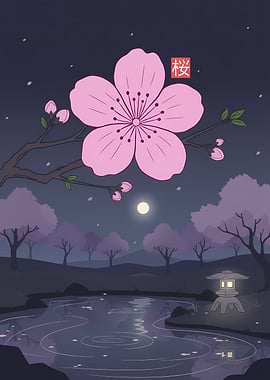 Cherry Blossom Night Garden
