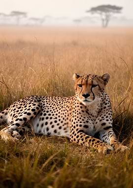 Cheetah resting in tall grass
