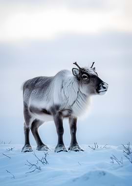 Reindeer in a Snowy Landscape