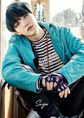 BTS Suga in Teal Jacket