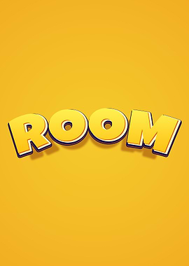 The word ROOM in 3D text