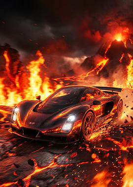 Czinger 21C driving through lava