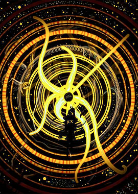 Abstract Cosmic Entity with Silhouette