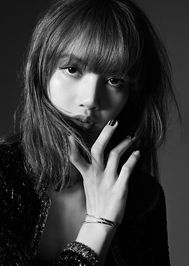 Black and White Portrait of a lisa blackpink