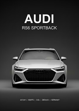 silver Audi RS6 Sportback poster