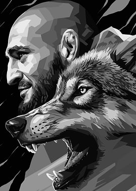 Khamzat Chimaev and Wolf Portrait
