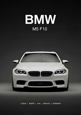white BMW M5 F10 Poster