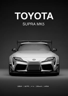 silver Toyota Supra MK5 sport poster