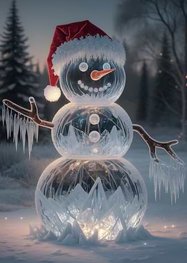 Snowman with Santa Hat